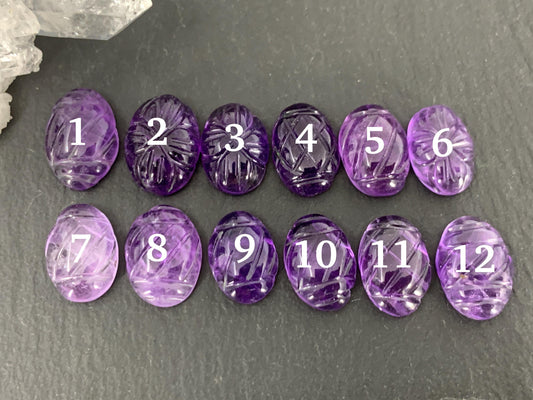 Amethyst carving cabochon - Handcarved cabochon/ W283-1