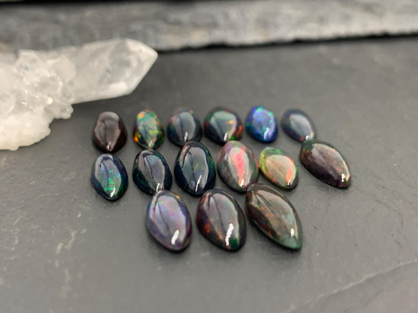 Natural Ethiopian Black Opal marquise 12-14mm long cabochon/ Select your cabochon