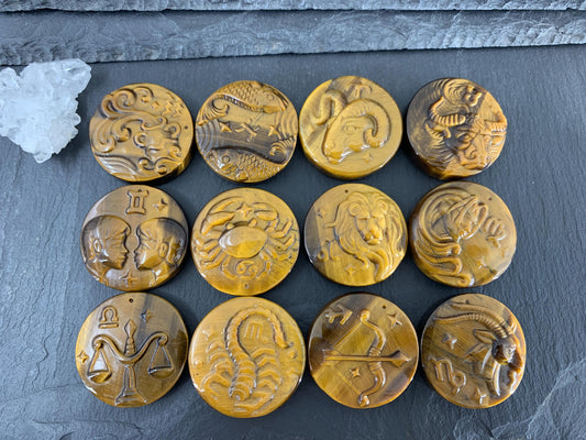 Tiger Eye Signs - Zodiac Constellations Carving *
