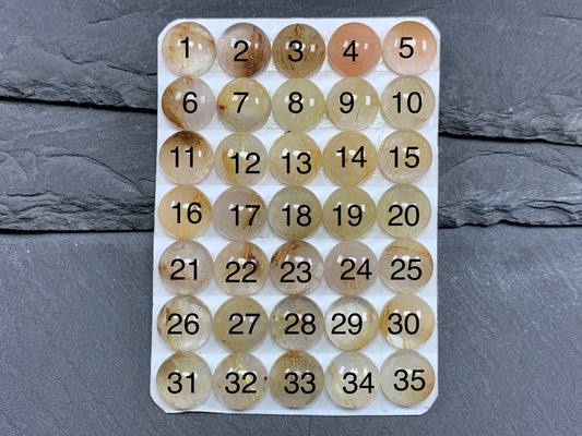 Rutilated Quartz round 10mm cabochon - Calibrated cabochons