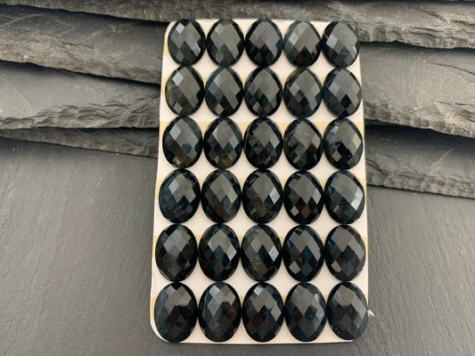 Faceted Blue Tiger Eye oval 12x16mm cabochon - Calibrated cabochons