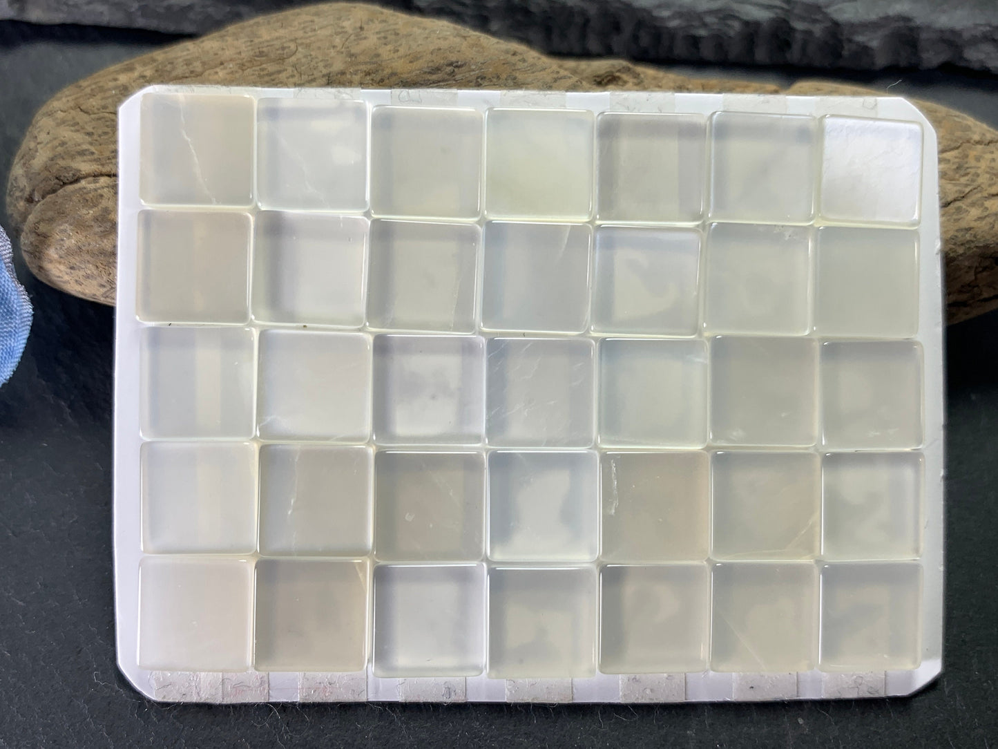 Flat White Moonstone square 10mm cabochon -  Calibrated cabochons