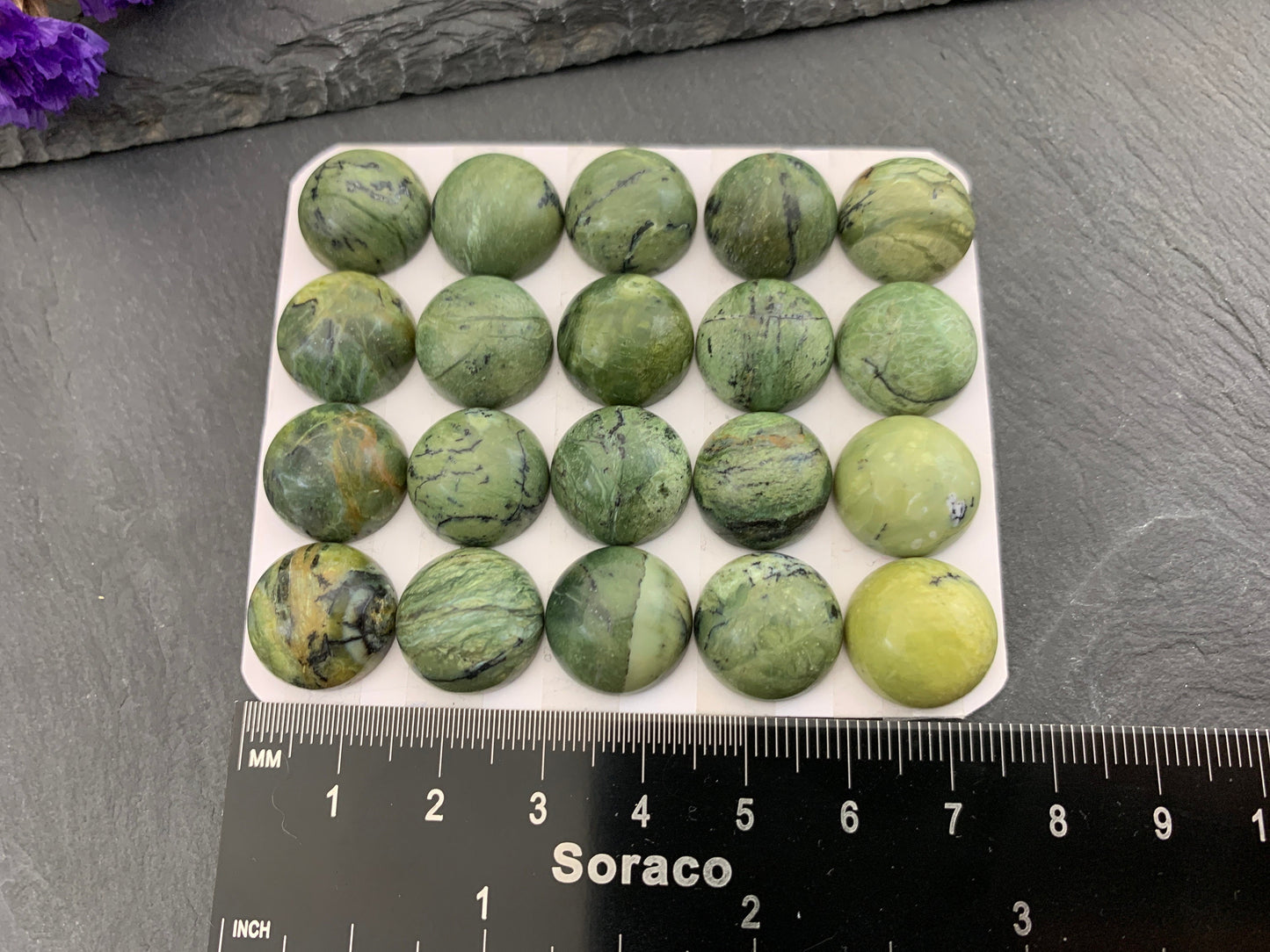 Natural Green Opal 15mm Cabochon - Calibrated Round 15mm