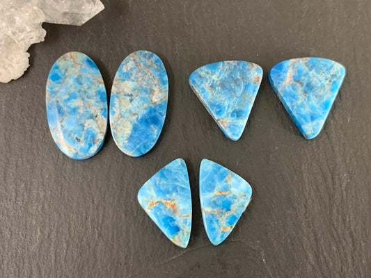 Apatite oval, free form 19-24mm long cabochon - Buy by pair