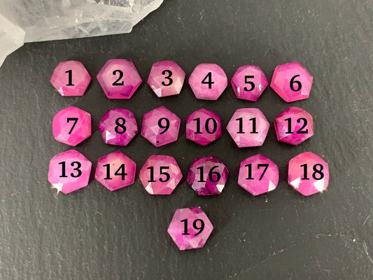 Faceted Pink Sapphire hexagon 7mm cabochon