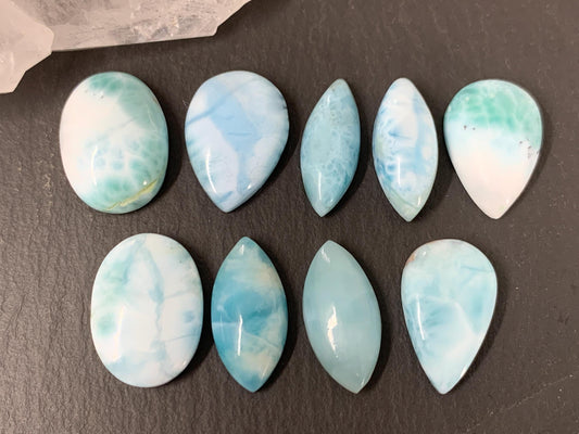 Larimar pear, oval, marquise 18mm long cabochon