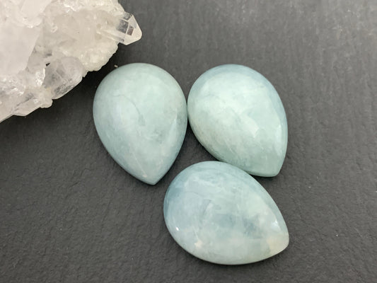 Aquamarine pear 15x20mm cabochon - Calibrated cabochons