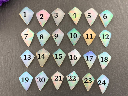 Faceted Opal kite 10mm long cabochon