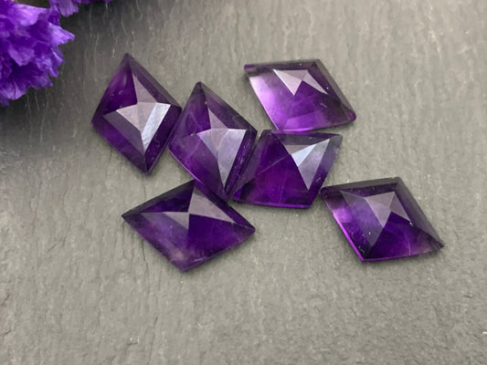 Faceted Amethyst Rhombus 8x12mm, 10x14mm  cabochon
