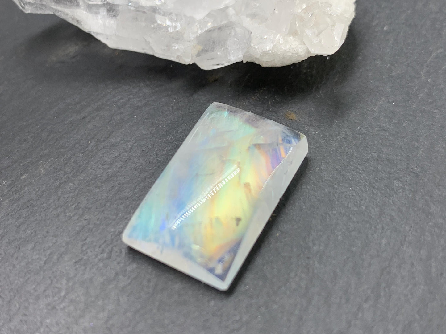 Rainbow Moonstone rectangle 19x12x5mm cabochon