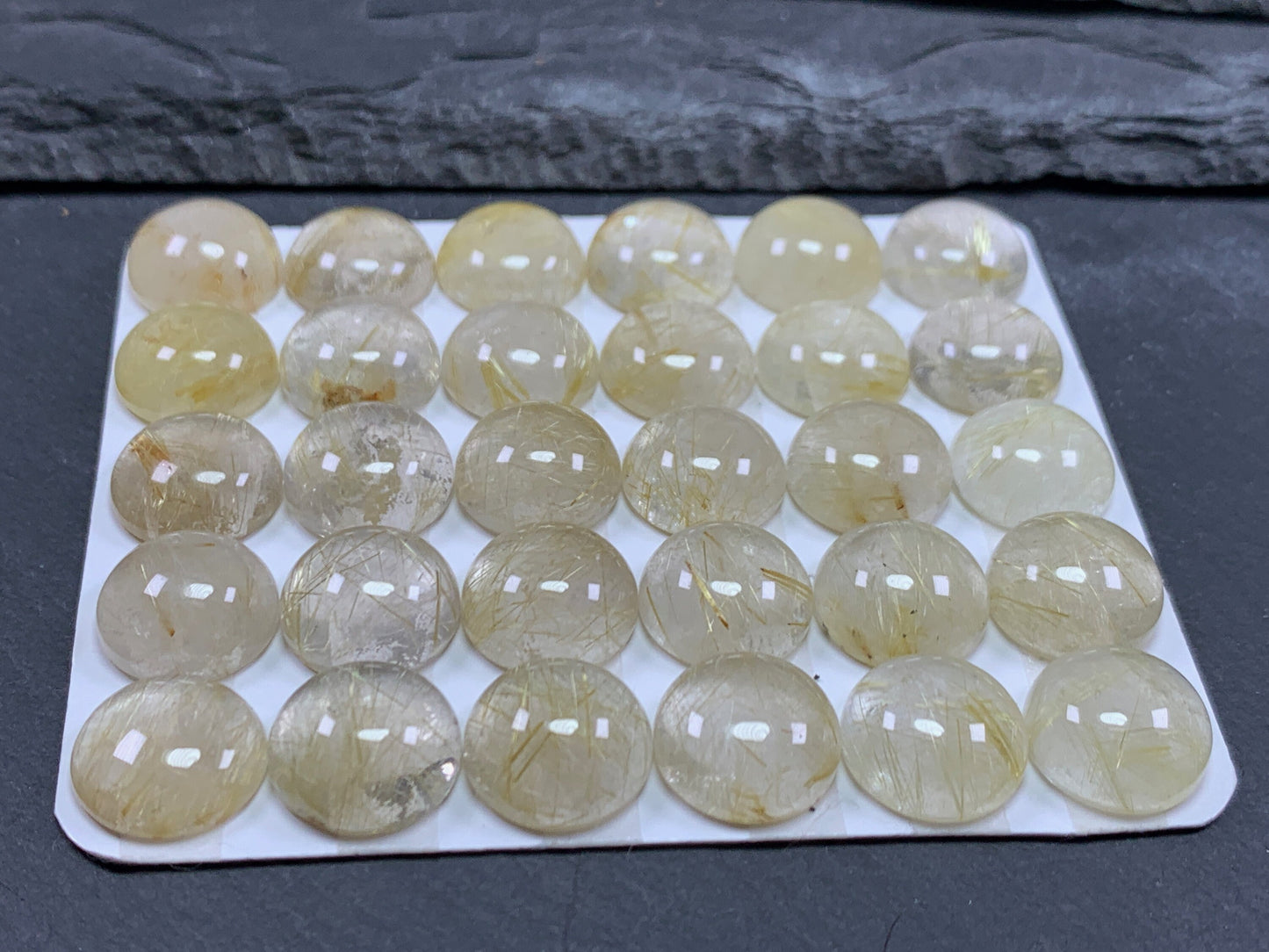 Rutilated quartz round 12mm cabochon - Calibrated cabochons