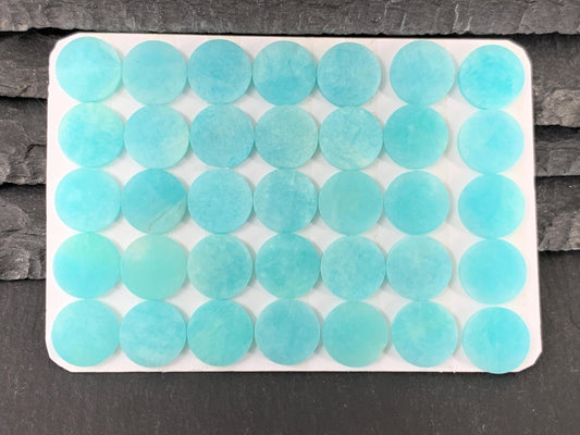 Flat Amazonite round 10mm cabochon - Calibrated cabochons