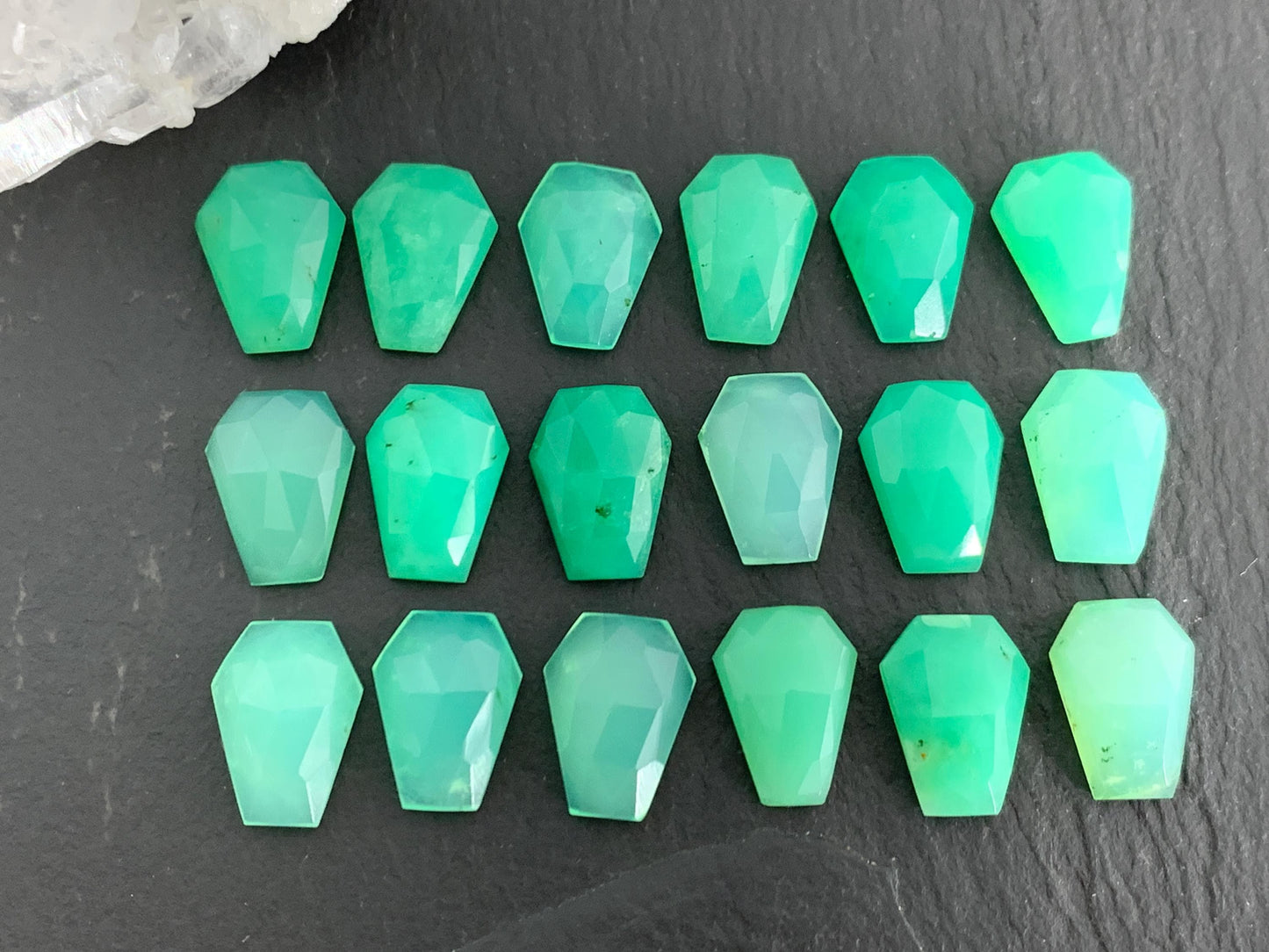 Faceted Chrysoprase Coffin 9x12mm cabochon - Select your cabochon