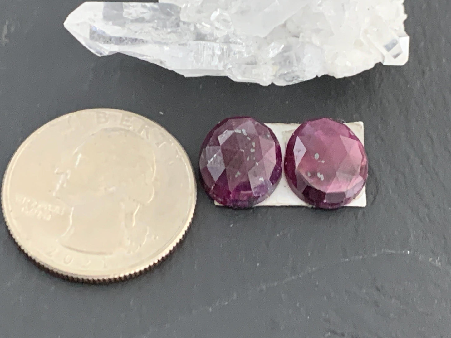 Faceted Ruby pair 10x12x4mm cabochon