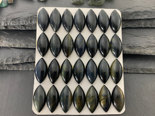 Blue Tiger Eye marquise 12x25mm Cabochon - Calibrated cabochons