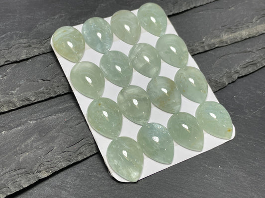Aquamarine pear 15x20mm cabochon - Calibrated cabochons