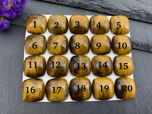 Tiger Eye square cushion 18mm Cabochon - Calibrated cabochons