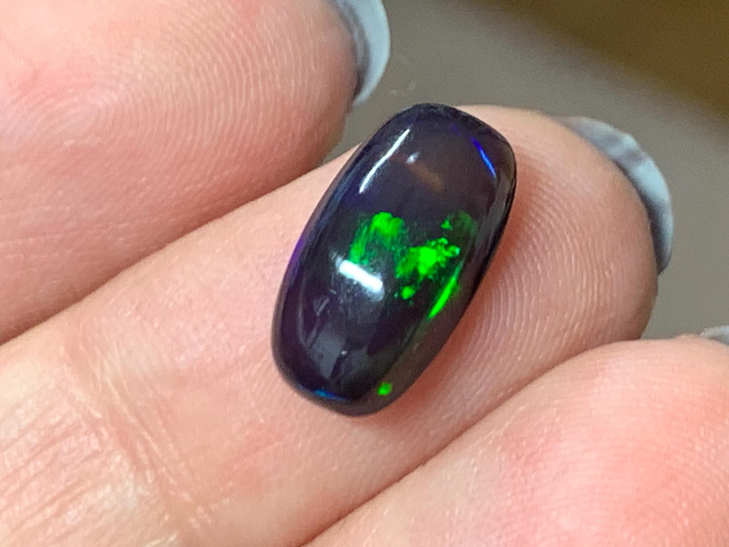Natural Ethiopian Black Opal 7x13x4mm cabochon