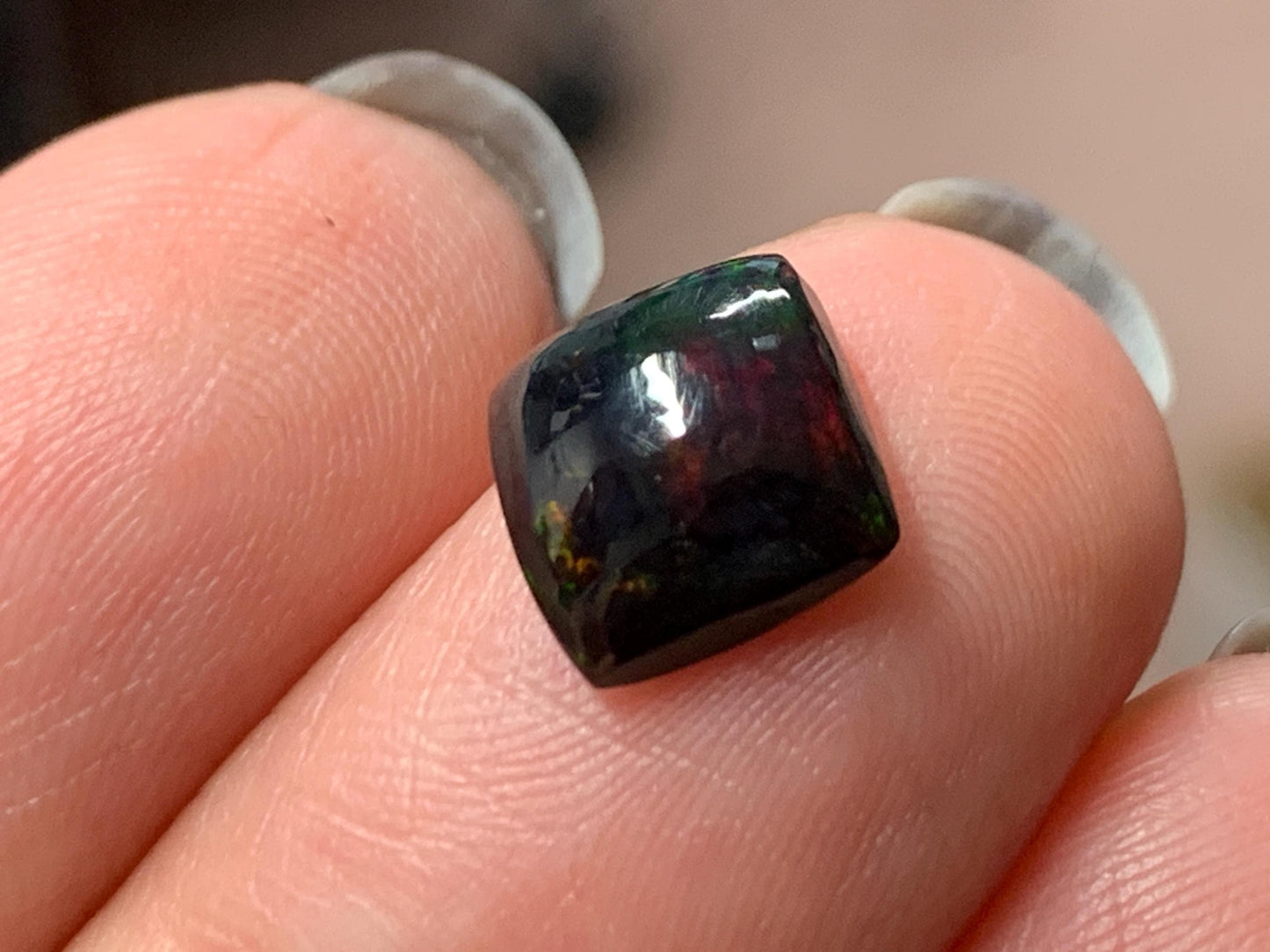 Natural Ethiopian Black Opal 8x8x4mm cabochon