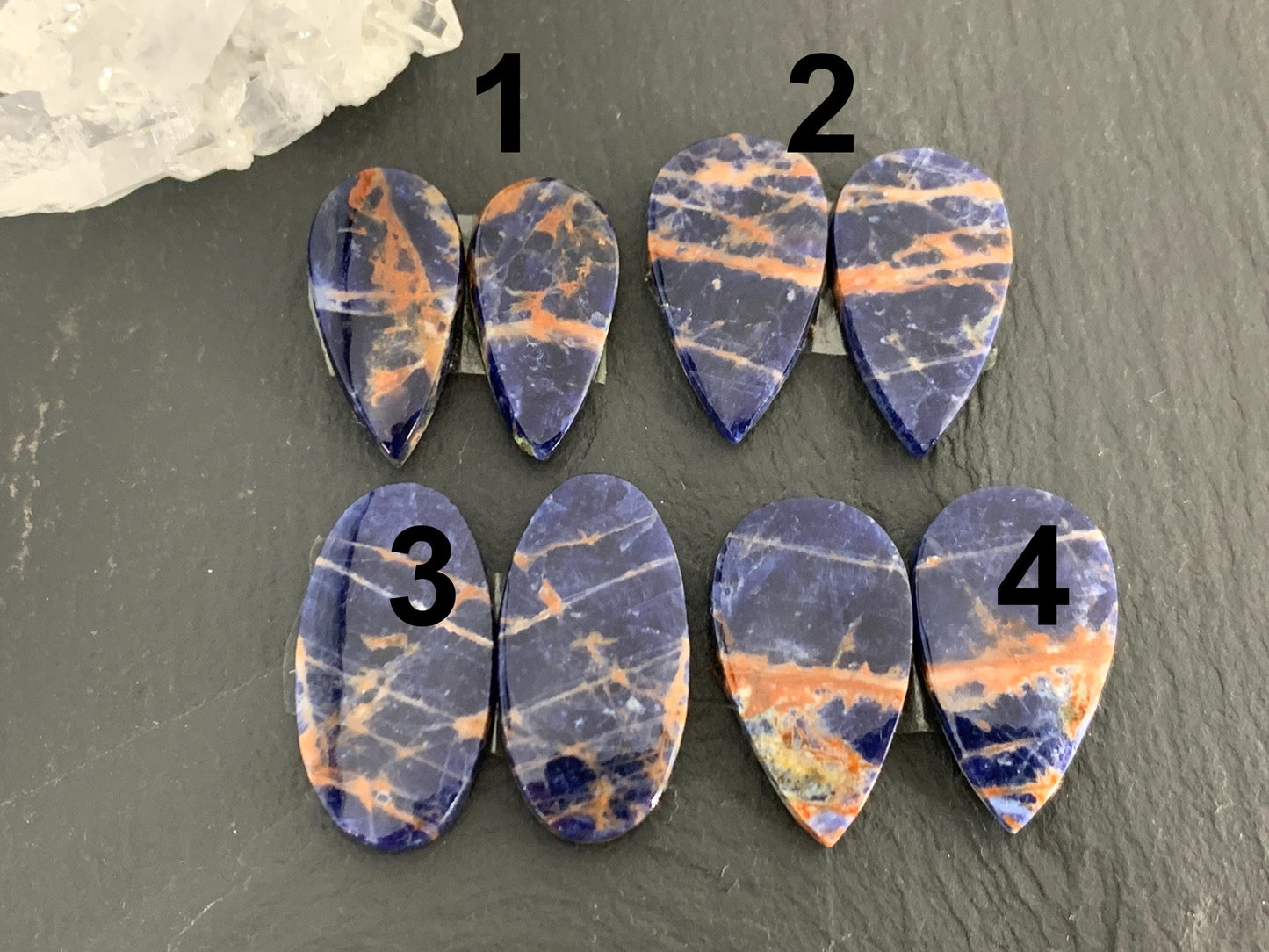 Natural Sodalite pair 22-25mm long cabochon
