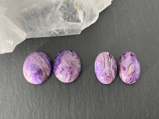 Charoite pair - oval cabochon - Cabochons