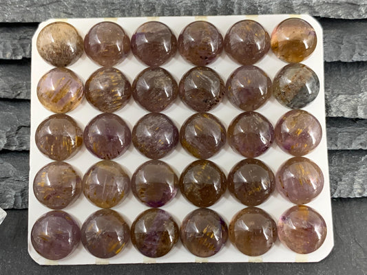 Amethyst Cacoxenite round 12mm cabochon - Calibrated cabochons