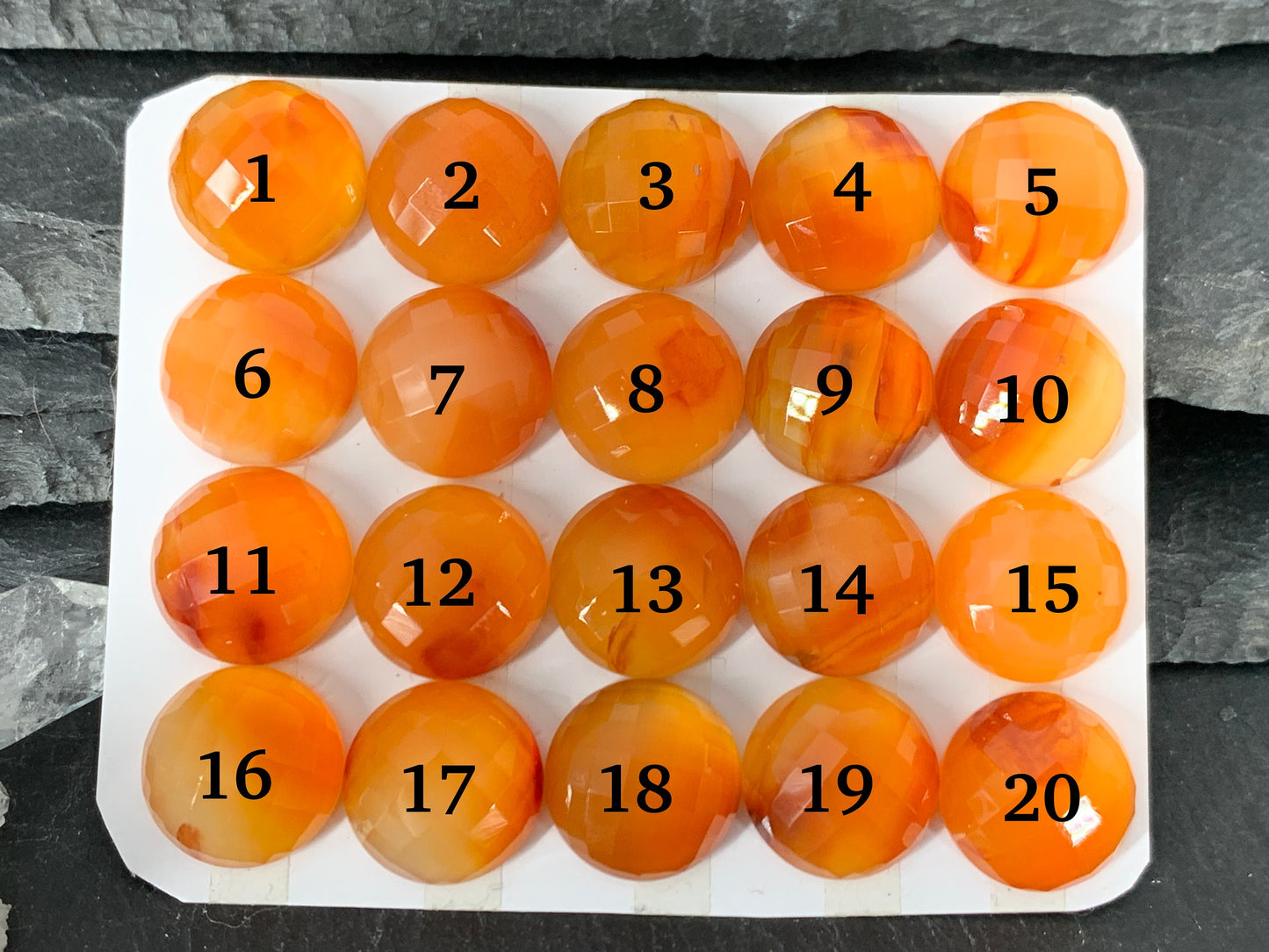 Faceted Carnelian round 13mm Cabochon - Calibrated cabochons