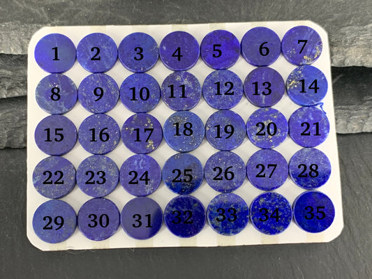 Flat Lapis Lazuli round 10mm cabochon - calibrated cabochons