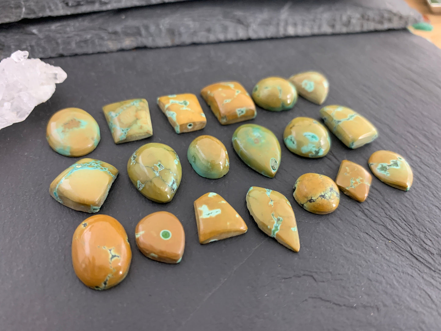 Tibetan Turquoise mixed shapes 13-19mm long cabochon