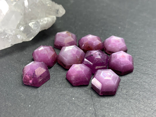 Faceted Silky Star Sapphire hexagon 8mm cabochon