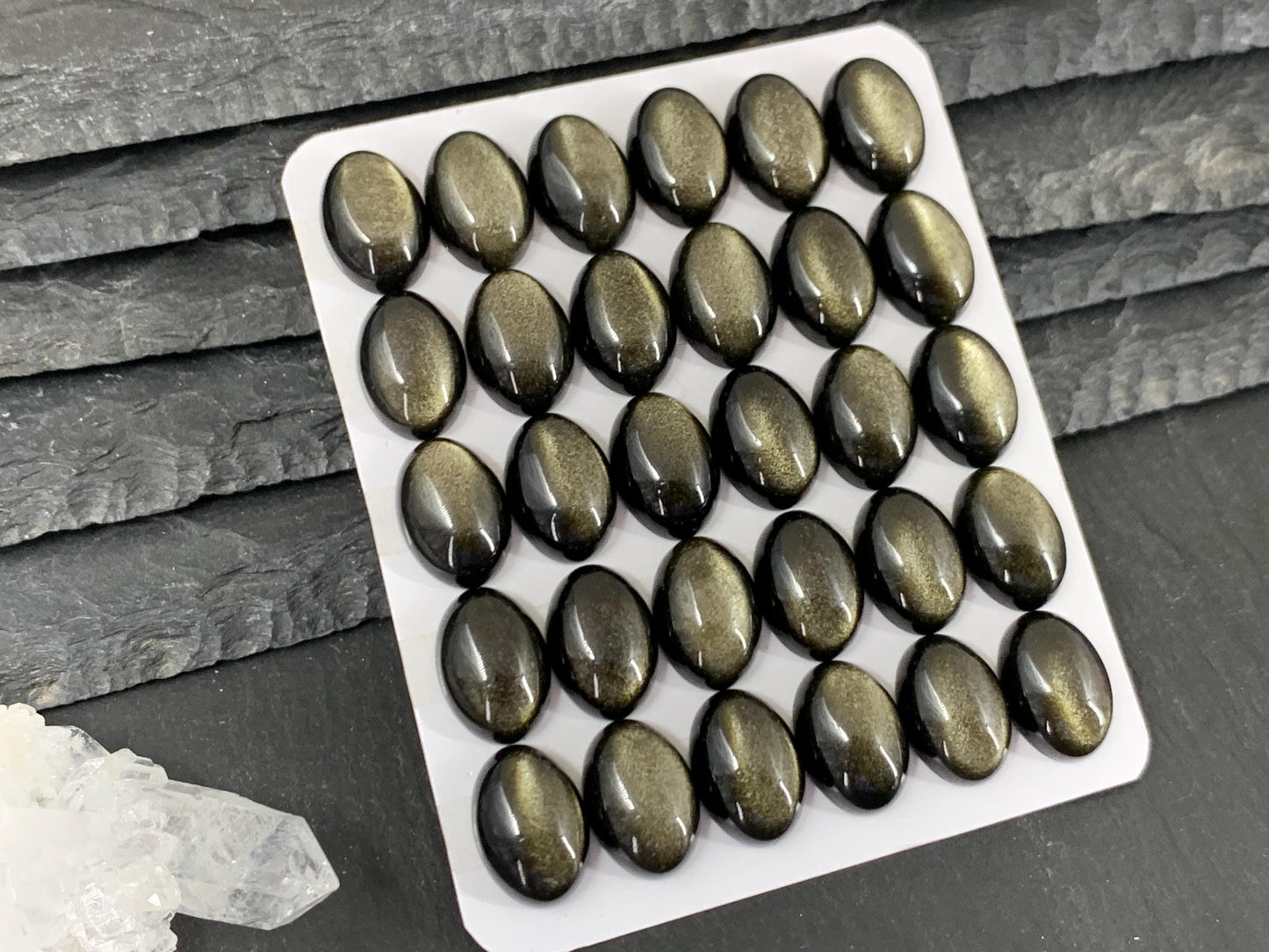 Gold Obsidian oval 10x14mm cabochon - Calibrated cabochons