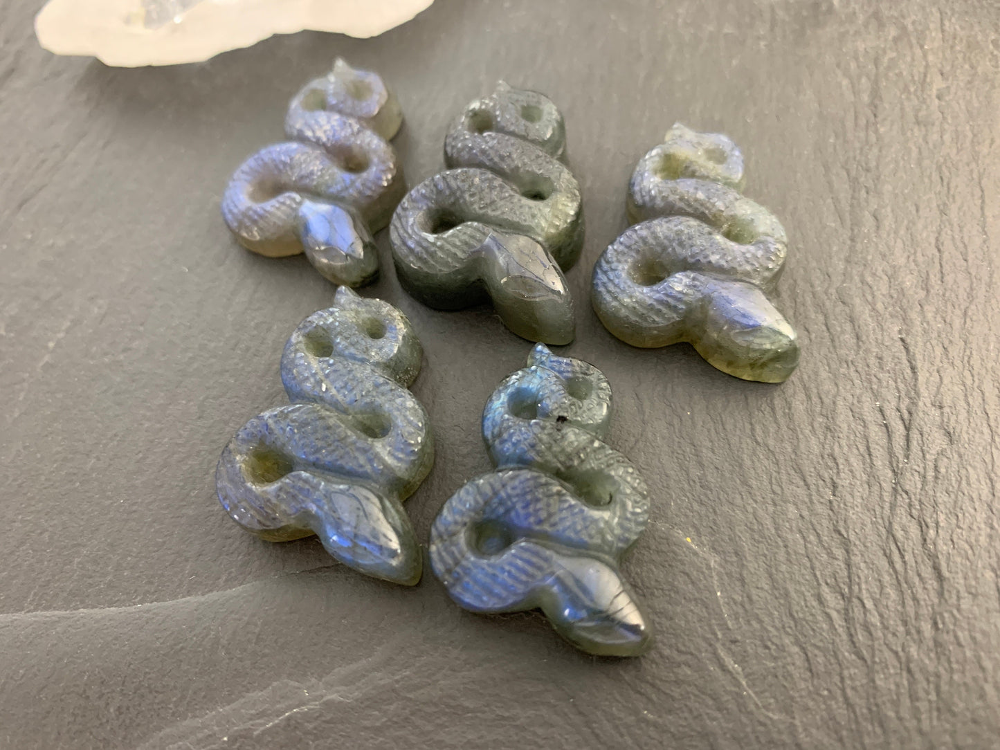 Labradorite snake cabochon - Snake carving