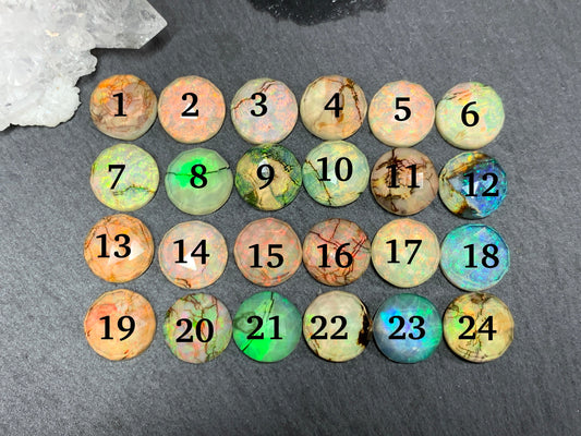 Faceted  Monarch Opal round 12mm cabochons - Doublet cabochons