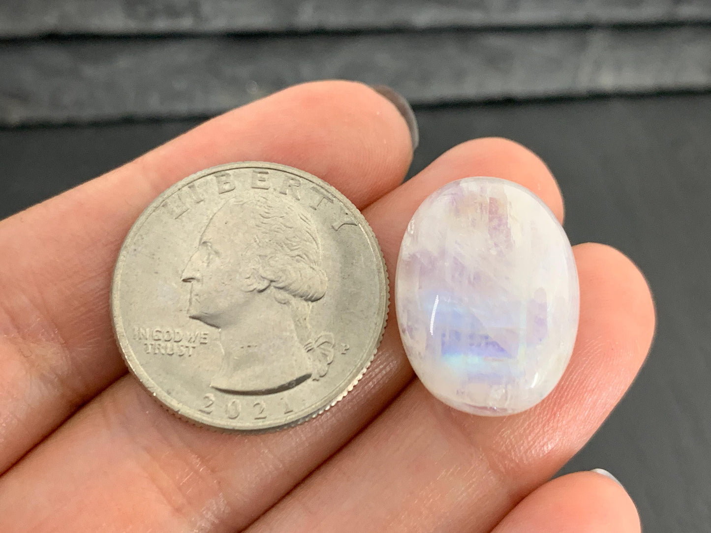 Rainbow Moonstone oval 21x16x9mm cabochon