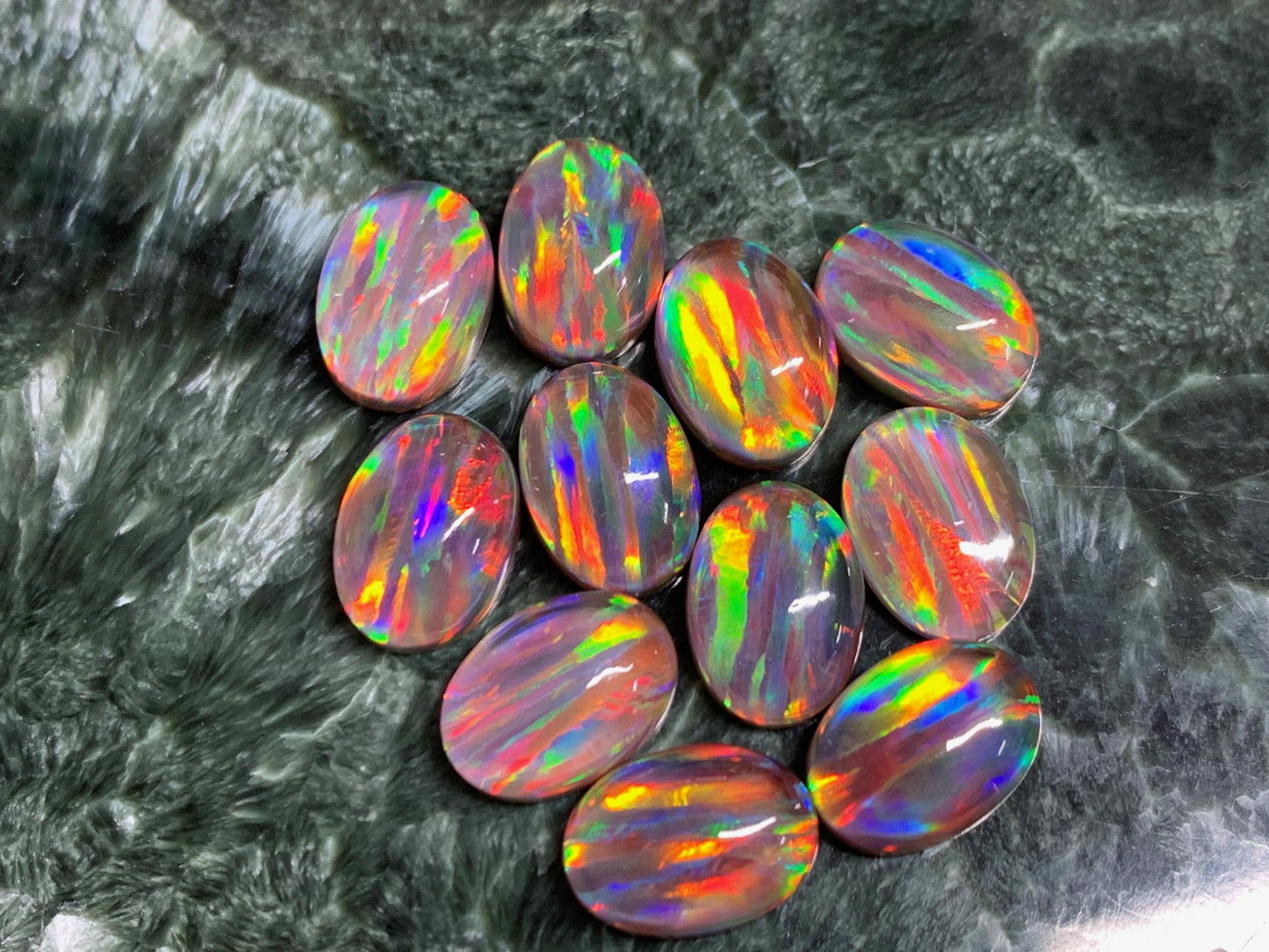 Aurora Opal Oval 10x14mm Cabochon – Rainbow Fire Doublets – Man Made Cabochon *