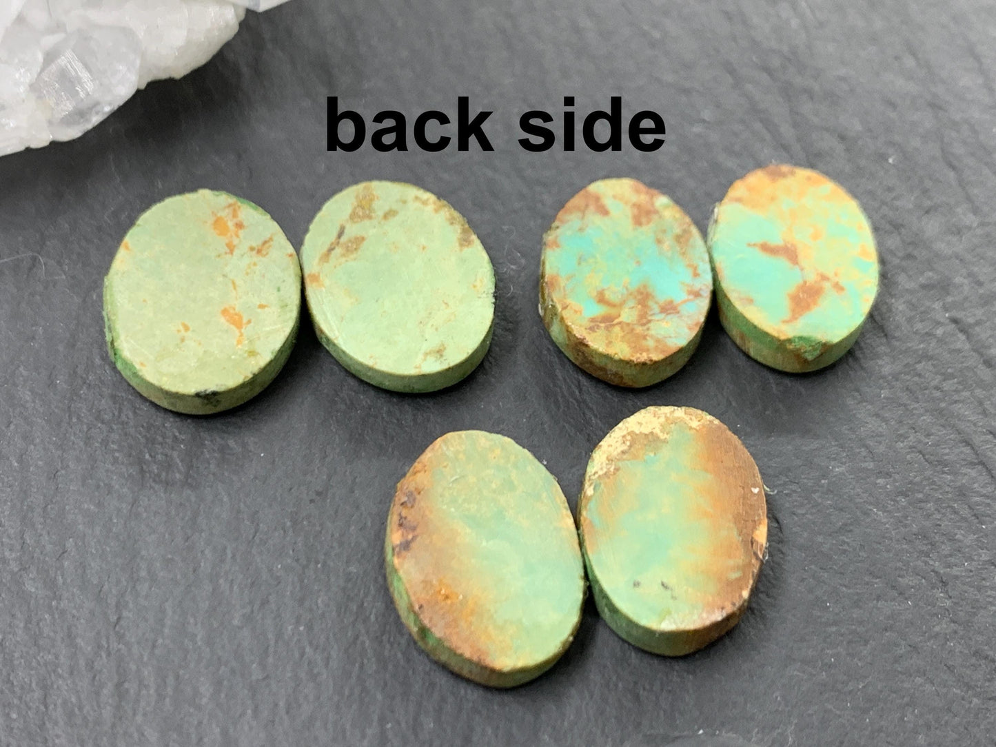 Tibetan Turquoise Pair 13-14mm long Cabochon - Hand Cut Cabochon