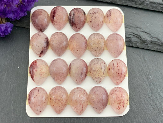 Red Sunstone pear 12x16mm cabochon