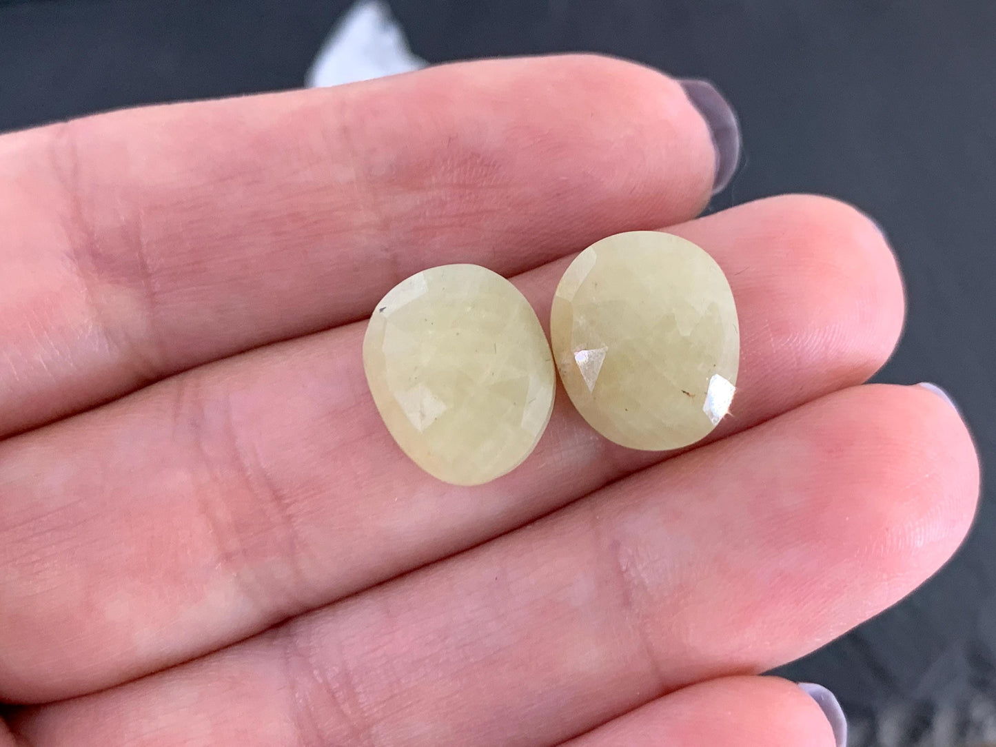 Faceted Yellow Sapphire pair 11x13x4mm cabochon
