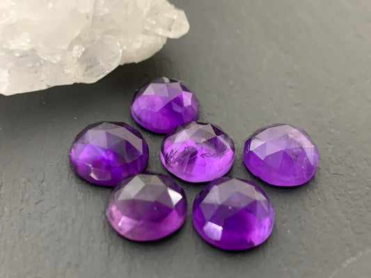 Faceted Amethyst round 10mm cabochon
