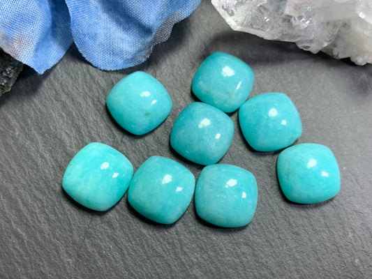 Amazonite square cushion 12mm cabochon - Calibrated cabochons