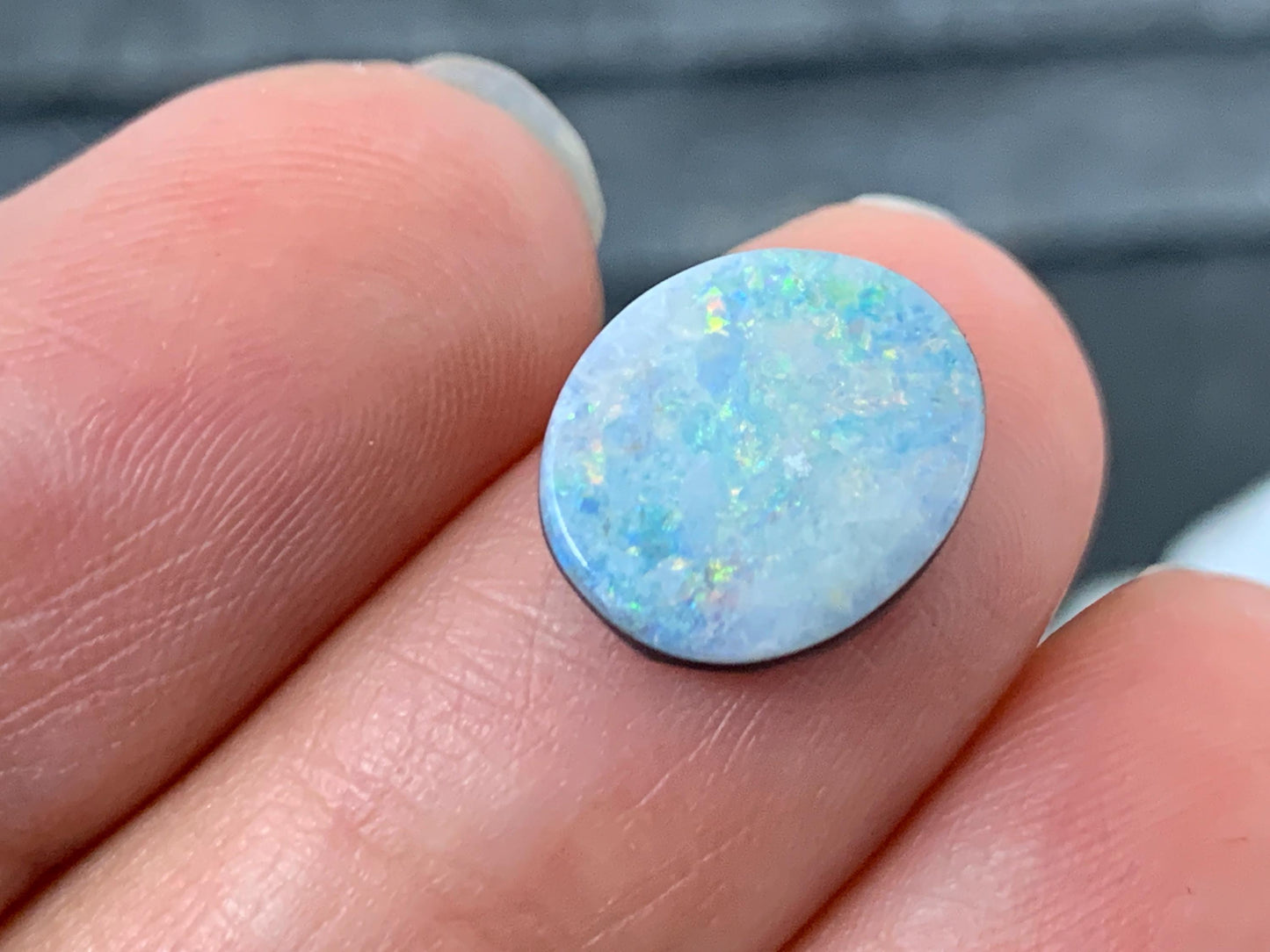 Australian Opal Doublet Cabochon 10x11.5x3.5mm Free Form Gemstone