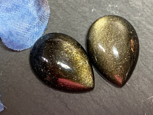 Gold Obsidian pear 13x18mm cabochon - Calibrated cabochons