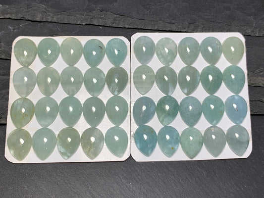 Aquamarine pear 12x16mm cabochon - Calibrated cabochons