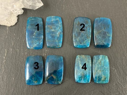 Apatite rectangle 19-23mm long cabochon - Buy by pair