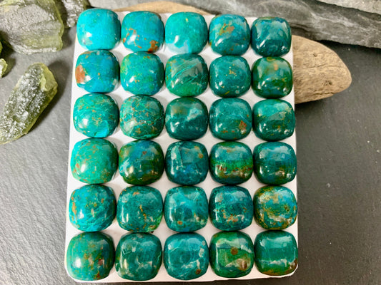 Chrysocolla square 15mm cabochon - Calibrated cabochons