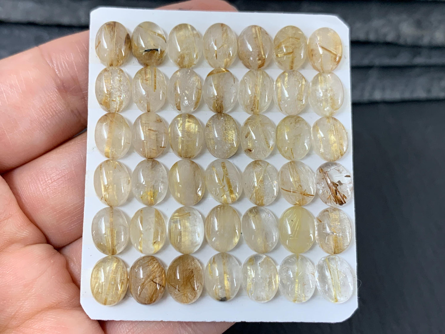 Rutilated Quartz oval 7x9mm cabochon - Calibrated cabochons