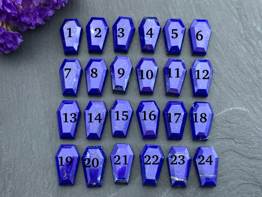 Faceted Lapis Lazuli coffin 10x16mm cabochon