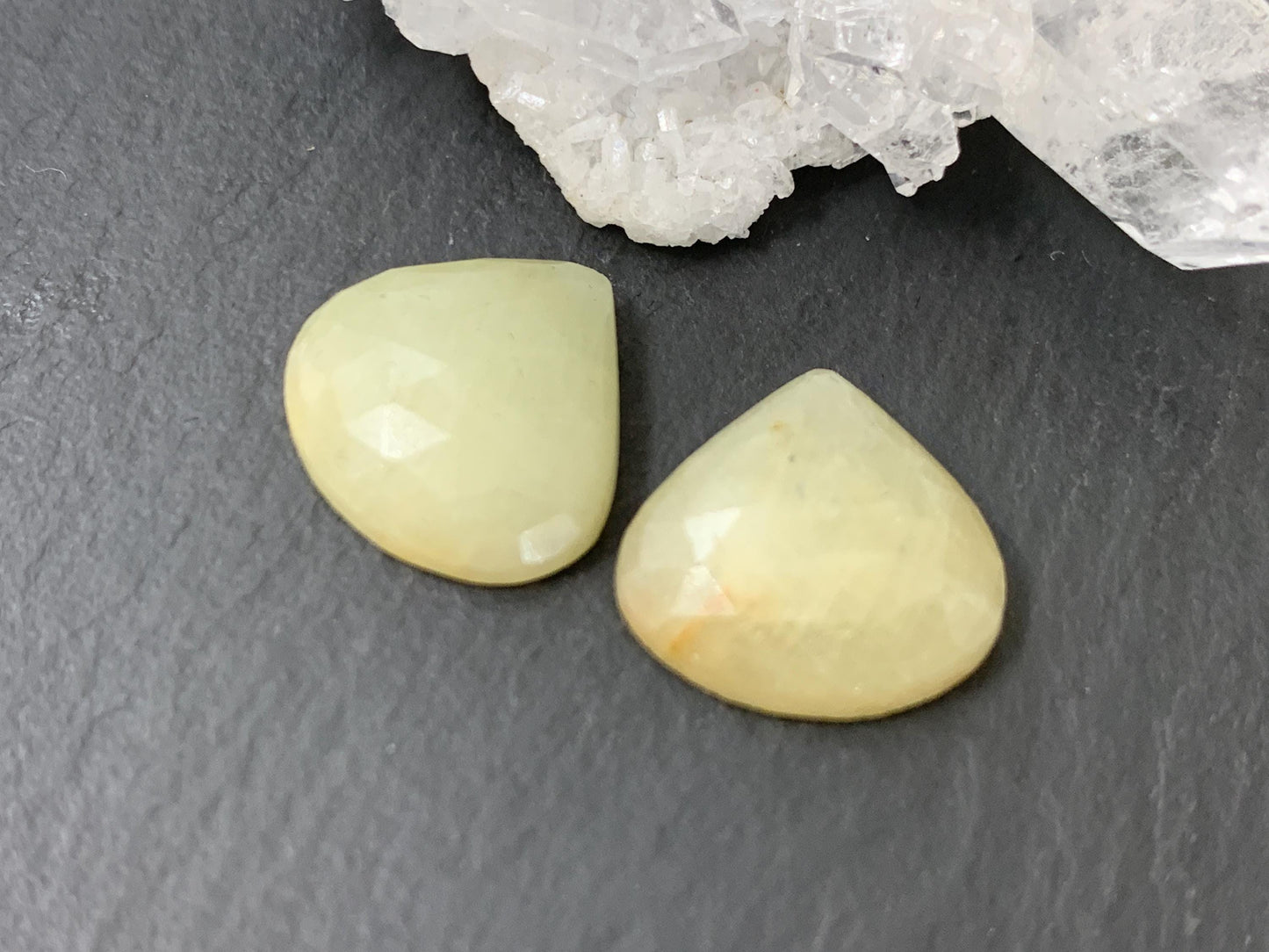 Faceted Yellow Sapphire pair 13x14x4mm cabochon
