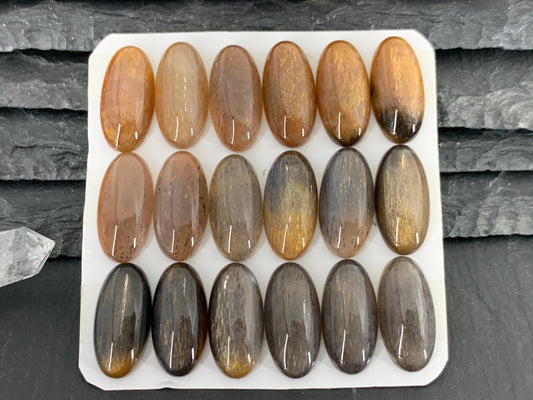 Gold Sunstone oval 10x20mm cabochon - Calibrated cabochons