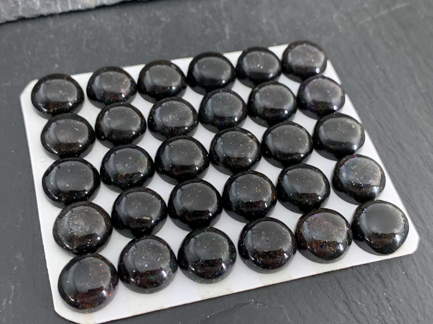 Andamooka Black Opal Cabochon: Round 12mm Matrix Opal